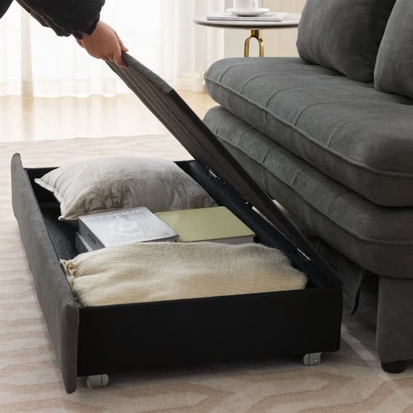 Moderne sofa - Polstret sofa - Sammenklappelig sovesofa - Velour Stof - Glidende opbevaring - Grå