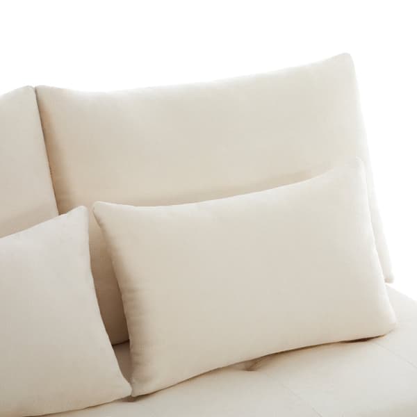 Moderne sofa - polstret sofa - sammenklappelig sovesofa - fløjlsstof - glidende opbevaring - beige