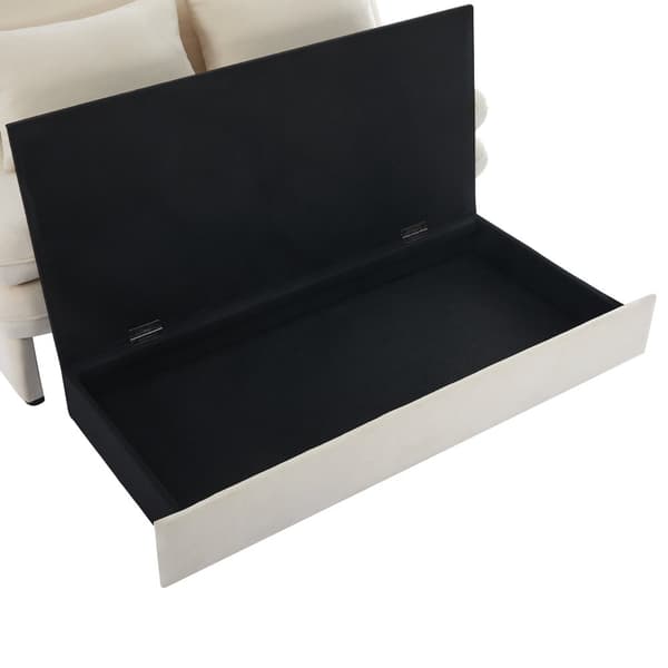 Moderne sofa - polstret sofa - sammenklappelig sovesofa - fløjlsstof - glidende opbevaring - beige