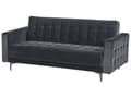 Miniatyrbilde 5 av 11: Sovesofa Svart Fløyel Tufted Stoff Moderne Stue Modulær 3 Seter Svart Ben Spor Arm