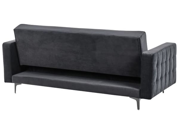 Sovesofa Svart Fløyel Tufted Stoff Moderne Stue Modulær 3 Seter Svart Ben Spor Arm