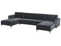 Miniatyrbilde 5 av 8: Hjørnesofa Svart Fløyel Tuftet stoff Moderne U-formet Modulær 5-seter med sjeselong