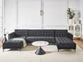 Miniatyrbilde 2 av 8: Hjørnesofa Svart Fløyel Tuftet stoff Moderne U-formet Modulær 5-seter med sjeselong