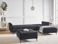Miniatyrbilde 4 av 11: Venstre Hjørnesofa Svart Fløyel Tufted Stoff Moderne L-formet Modulær 4 Seter med Ottoman Sjeselongue