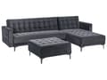 Miniatyrbilde 5 av 11: Venstre Hjørnesofa Svart Fløyel Tufted Stoff Moderne L-formet Modulær 4 Seter med Ottoman Sjeselongue