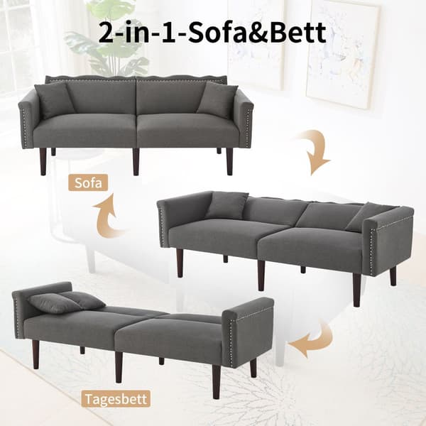 2-i-1 multifunktionssoffa - 2-sits soffa - Justerbar lutningsfunktion - Individuellt justerbart dubbelt ryggstöd - Bomulls-linnetyg - Grå