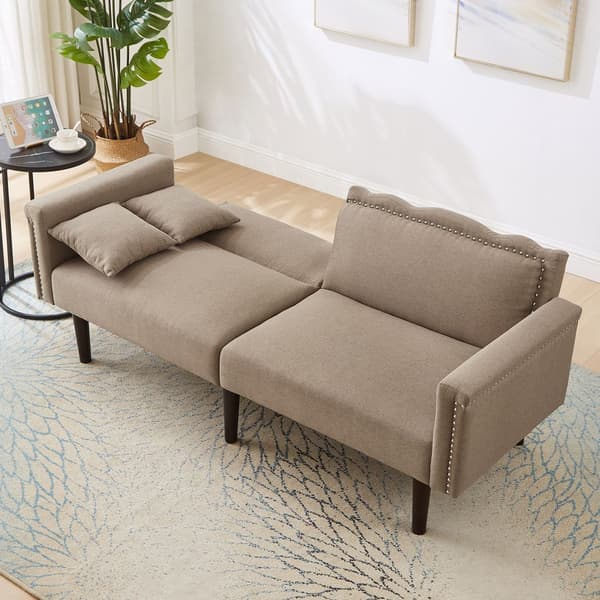 2-i-1 multifunktionssoffa - 2-sits soffa - Justerbar lutningsfunktion - Individuellt justerbart dubbelt ryggstöd - Bomullslinnetyg - Brun