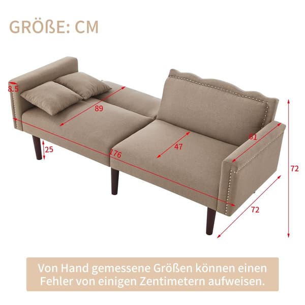 2-i-1 multifunktionssoffa - 2-sits soffa - Justerbar lutningsfunktion - Individuellt justerbart dubbelt ryggstöd - Bomullslinnetyg - Brun