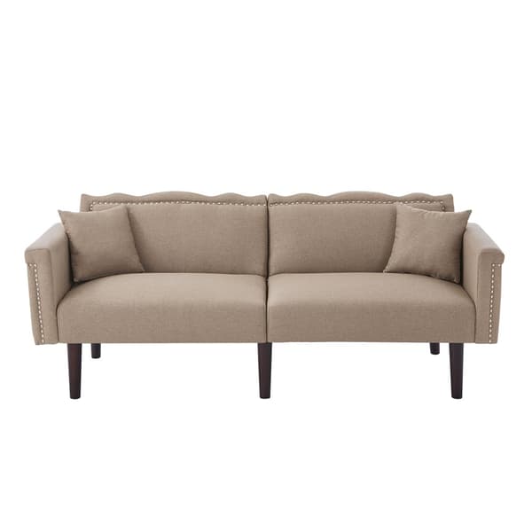 2-i-1 multifunktionssoffa - 2-sits soffa - Justerbar lutningsfunktion - Individuellt justerbart dubbelt ryggstöd - Bomullslinnetyg - Brun