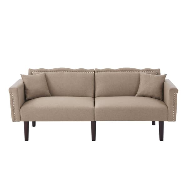 2-i-1 multifunktionssoffa - 2-sits soffa - Justerbar lutningsfunktion - Individuellt justerbart dubbelt ryggstöd - Bomullslinnetyg - Brun