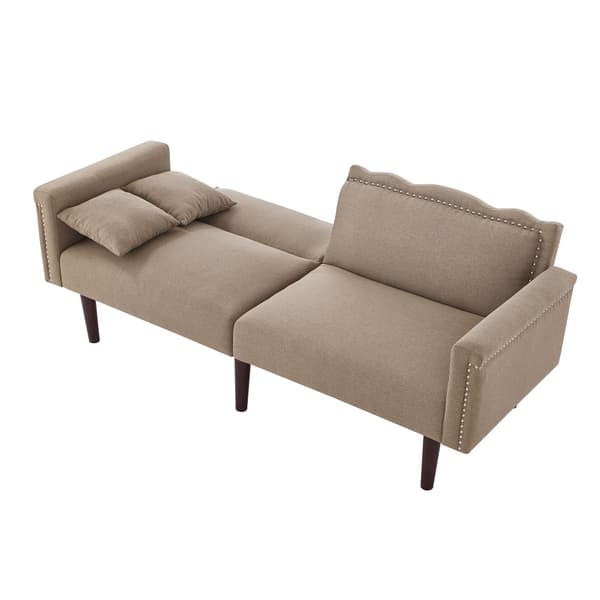 2-i-1 multifunktionssoffa - 2-sits soffa - Justerbar lutningsfunktion - Individuellt justerbart dubbelt ryggstöd - Bomullslinnetyg - Brun