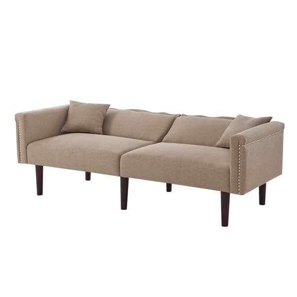2-i-1 multifunktionssoffa - 2-sits soffa - Justerbar lutningsfunktion - Individuellt justerbart dubbelt ryggstöd - Bomullslinnetyg - Brun