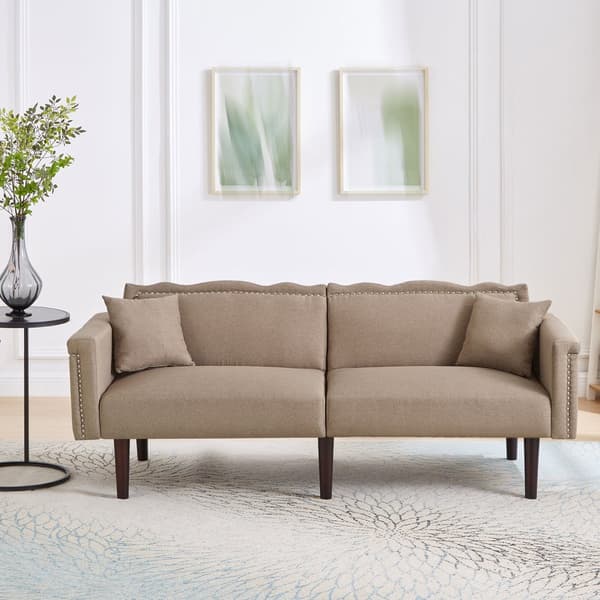 2-i-1 multifunktionssoffa - 2-sits soffa - Justerbar lutningsfunktion - Individuellt justerbart dubbelt ryggstöd - Bomullslinnetyg - Brun