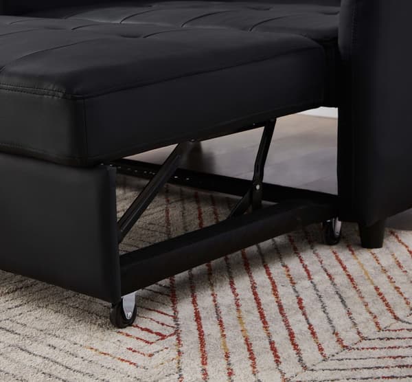 Multifunktionell soffa 122x83x82 cm - med sovfunktion - utdragbar dubbel bäddsoffa - 3-vägs justerbart ryggstöd - vattentätt PU-material - svart