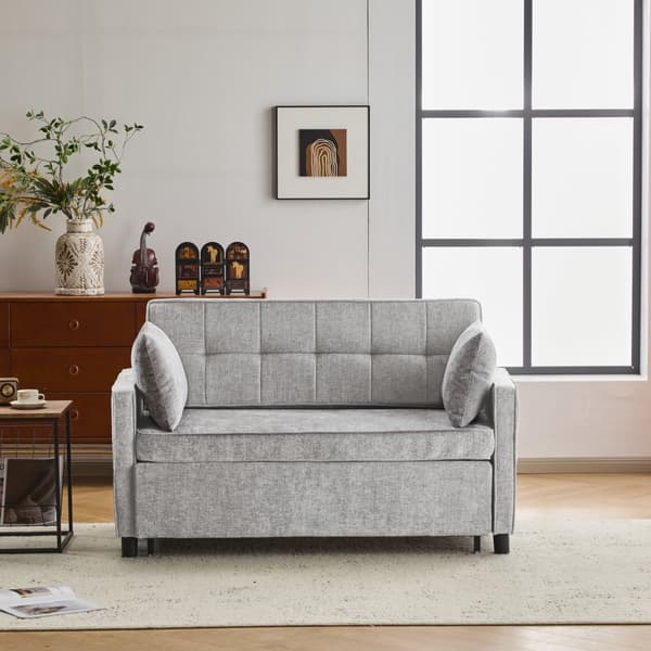 Sofa 142x79x85 cm - Justerbart ryglæn - Chenille - Med 2 hynder - Grå
