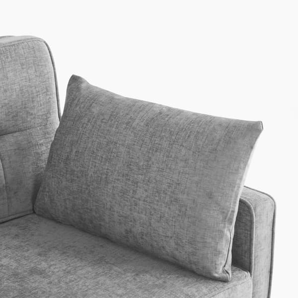 Sofa 142x79x85 cm - Justerbart ryglæn - Chenille - Med 2 hynder - Grå