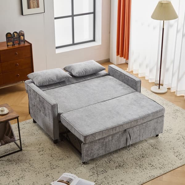 Sofa 142x79x85 cm - Justerbart ryglæn - Chenille - Med 2 hynder - Grå
