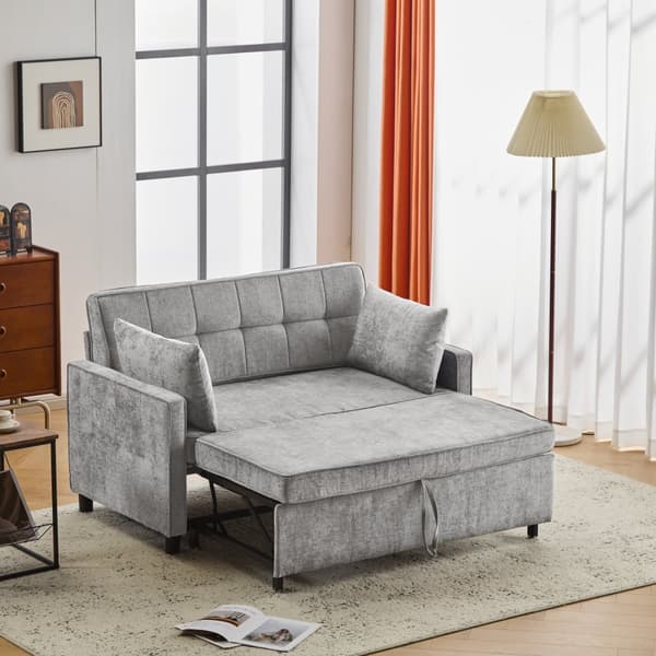 Sofa 142x79x85 cm - Justerbart ryglæn - Chenille - Med 2 hynder - Grå