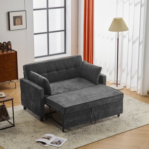 Sofa 142x79x85 cm - Justerbart ryglæn - Chenille - Med 2 hynder - Sort