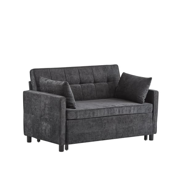 Sofa 142x79x85 cm - Justerbart ryglæn - Chenille - Med 2 hynder - Sort