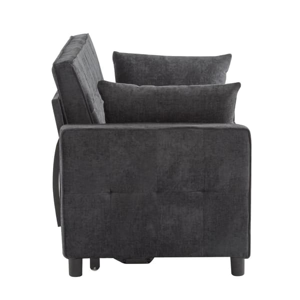 Sofa 142x79x85 cm - Justerbart ryglæn - Chenille - Med 2 hynder - Sort