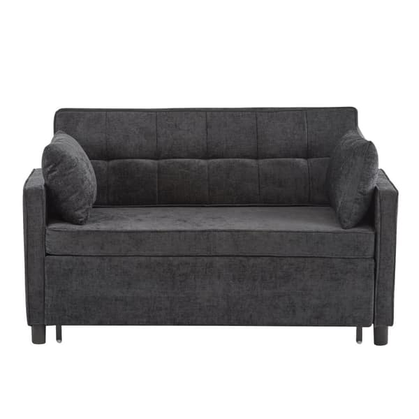 Sofa 142x79x85 cm - Justerbart ryglæn - Chenille - Med 2 hynder - Sort