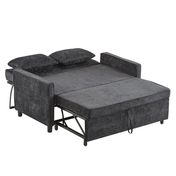 Sofa 142x79x85 cm - Justerbart ryglæn - Chenille - Med 2 hynder - Sort