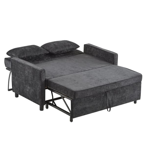 Sofa 142x79x85 cm - Justerbart ryglæn - Chenille - Med 2 hynder - Sort