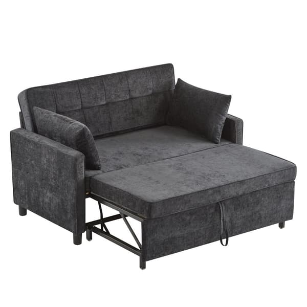 Sofa 142x79x85 cm - Justerbart ryglæn - Chenille - Med 2 hynder - Sort