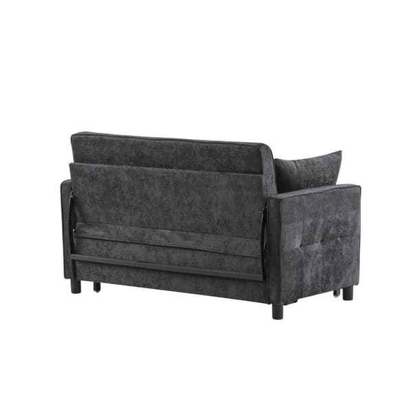 Sofa 142x79x85 cm - Justerbart ryglæn - Chenille - Med 2 hynder - Sort