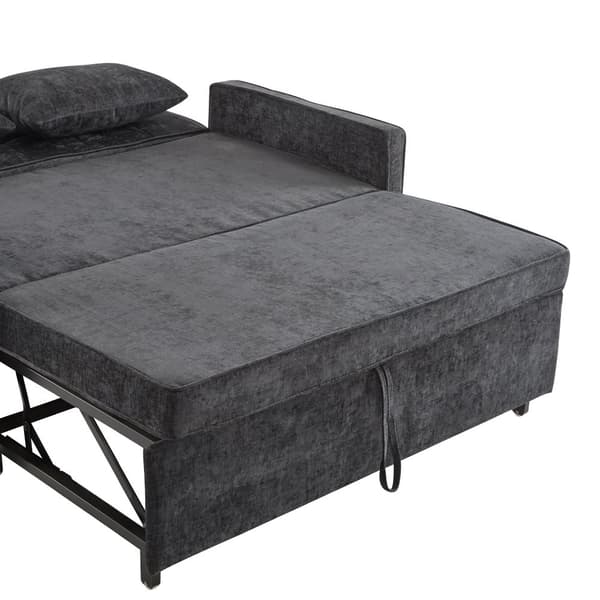 Sofa 142x79x85 cm - Justerbart ryglæn - Chenille - Med 2 hynder - Sort
