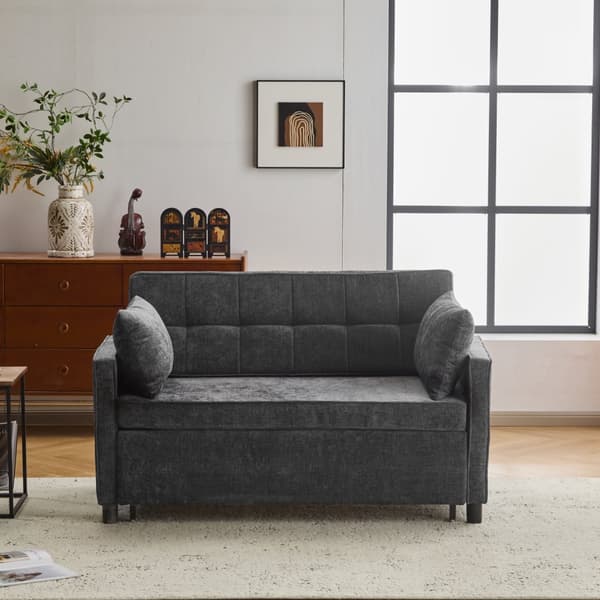 Sofa 142x79x85 cm - Justerbart ryglæn - Chenille - Med 2 hynder - Sort
