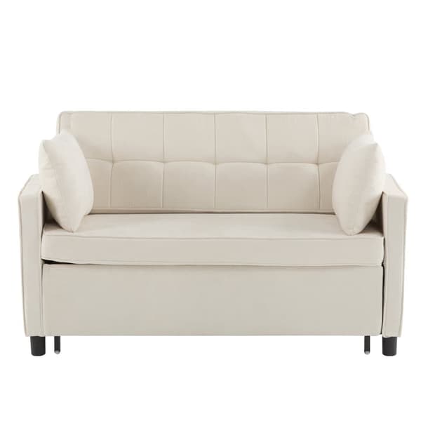 Soffa 142x79x85 cm - Justerbart ryggstöd - Chenille - Inkl. 2 dynor - Beige