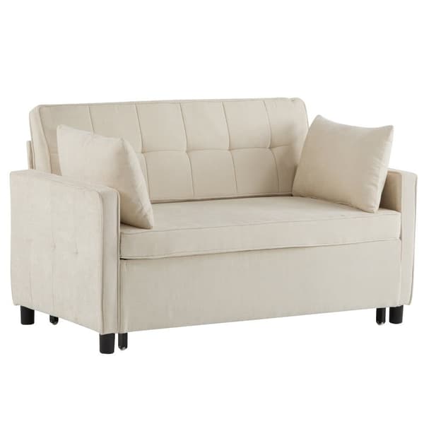 Soffa 142x79x85 cm - Justerbart ryggstöd - Chenille - Inkl. 2 dynor - Beige