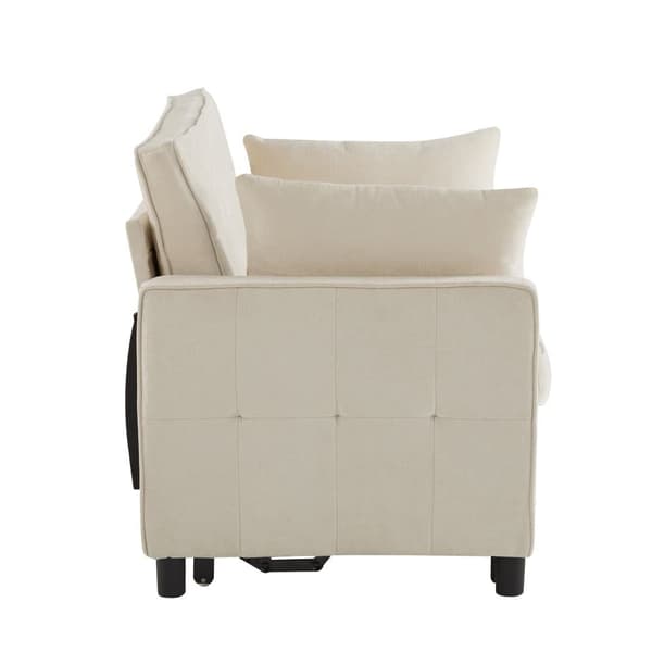 Soffa 142x79x85 cm - Justerbart ryggstöd - Chenille - Inkl. 2 dynor - Beige