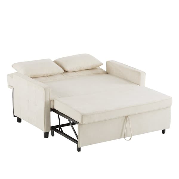 Soffa 142x79x85 cm - Justerbart ryggstöd - Chenille - Inkl. 2 dynor - Beige