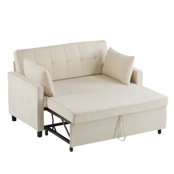 Soffa 142x79x85 cm - Justerbart ryggstöd - Chenille - Inkl. 2 dynor - Beige