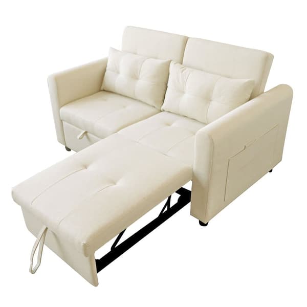 3-i-1-soffa - 2-sits soffa - Justerbart ryggstöd - Med USB-anslutning - Armstöd med fickor + kuddar - beige