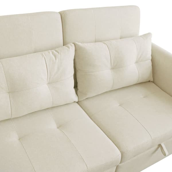 3-i-1-soffa - 2-sits soffa - Justerbart ryggstöd - Med USB-anslutning - Armstöd med fickor + kuddar - beige
