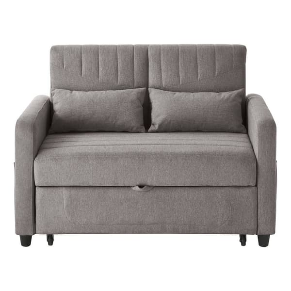 Dobbelt sovesofa 114 x 77 x 82,5 cm - 3-vejs justerbart ryglæn - bomuld-hør stof - grå