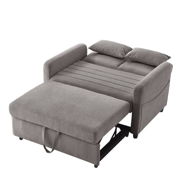 Dobbelt sovesofa 114 x 77 x 82,5 cm - 3-vejs justerbart ryglæn - bomuld-hør stof - grå