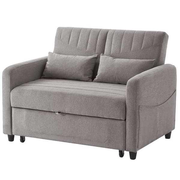 Dobbelt sovesofa 114 x 77 x 82,5 cm - 3-vejs justerbart ryglæn - bomuld-hør stof - grå