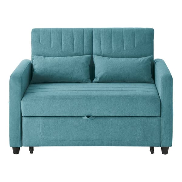 Dobbelt sovesofa 114 x 77 x 82,5 cm - tredobbelt justerbart ryglæn - bomulds-hørstof - blå