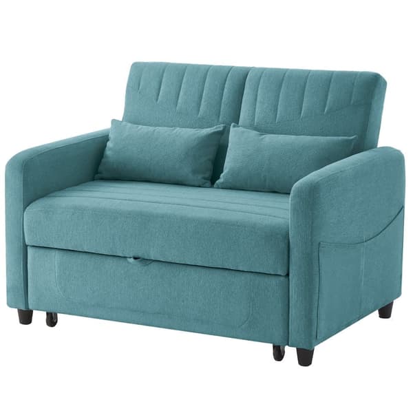 Dobbelt sovesofa 114 x 77 x 82,5 cm - tredobbelt justerbart ryglæn - bomulds-hørstof - blå