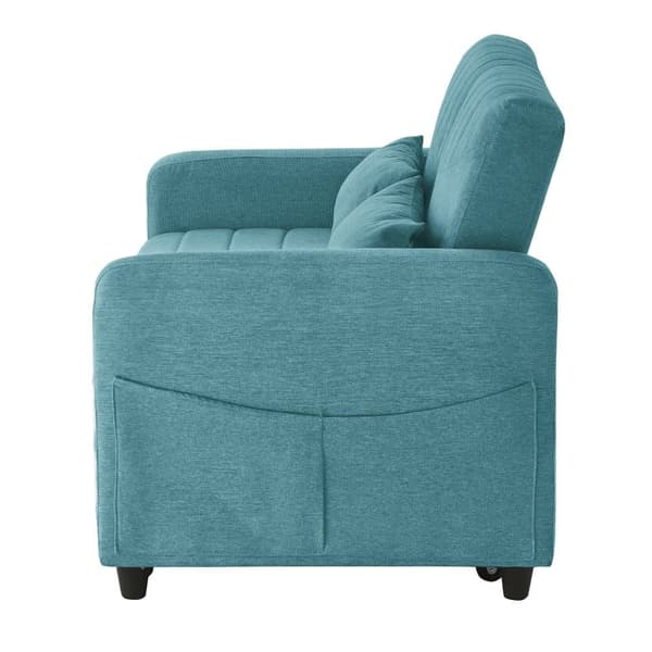 Dobbelt sovesofa 114 x 77 x 82,5 cm - tredobbelt justerbart ryglæn - bomulds-hørstof - blå