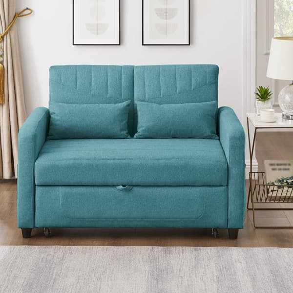 Dobbelt sovesofa 114 x 77 x 82,5 cm - tredobbelt justerbart ryglæn - bomulds-hørstof - blå