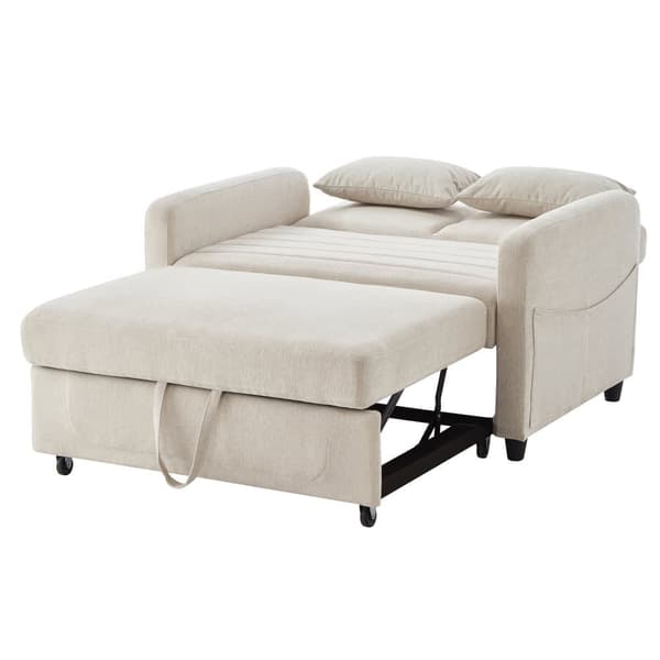 Dobbelt foldesofa 114 x 77 x 82,5 cm - tredobbelt justerbart ryglæn - bomulds-hørstof - beige