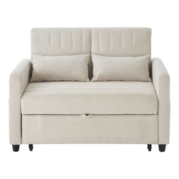 Dobbelt foldesofa 114 x 77 x 82,5 cm - tredobbelt justerbart ryglæn - bomulds-hørstof - beige