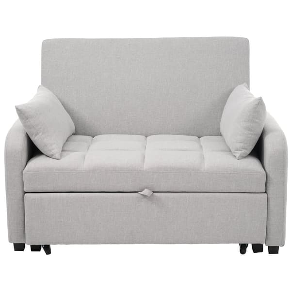 Foldesofa 127x75x94 cm - Justerbart ryglæn - Med 2 hynder - Lysegrå