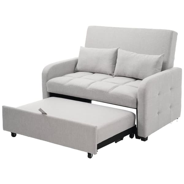 Foldesofa 127x75x94 cm - Justerbart ryglæn - Med 2 hynder - Lysegrå